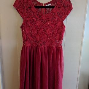 Charlotte Russe. Red lace and sequence party dress